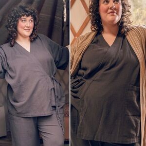 Odd Bird Kardeş Şile Loungewear Top 3X charcoal cotton